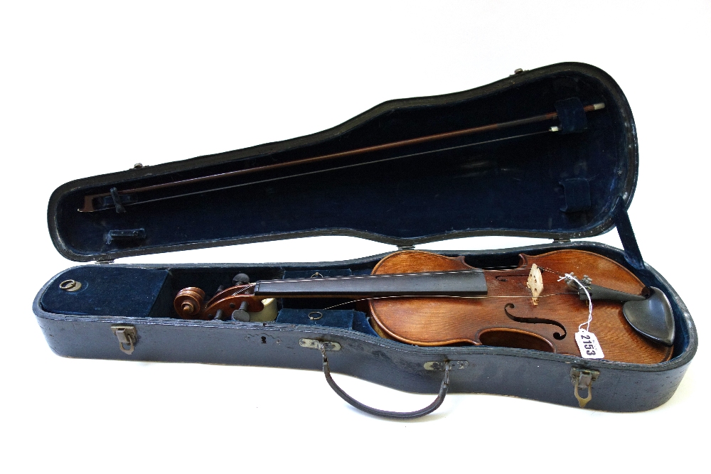 A violin, early 20th century, paper label reads,