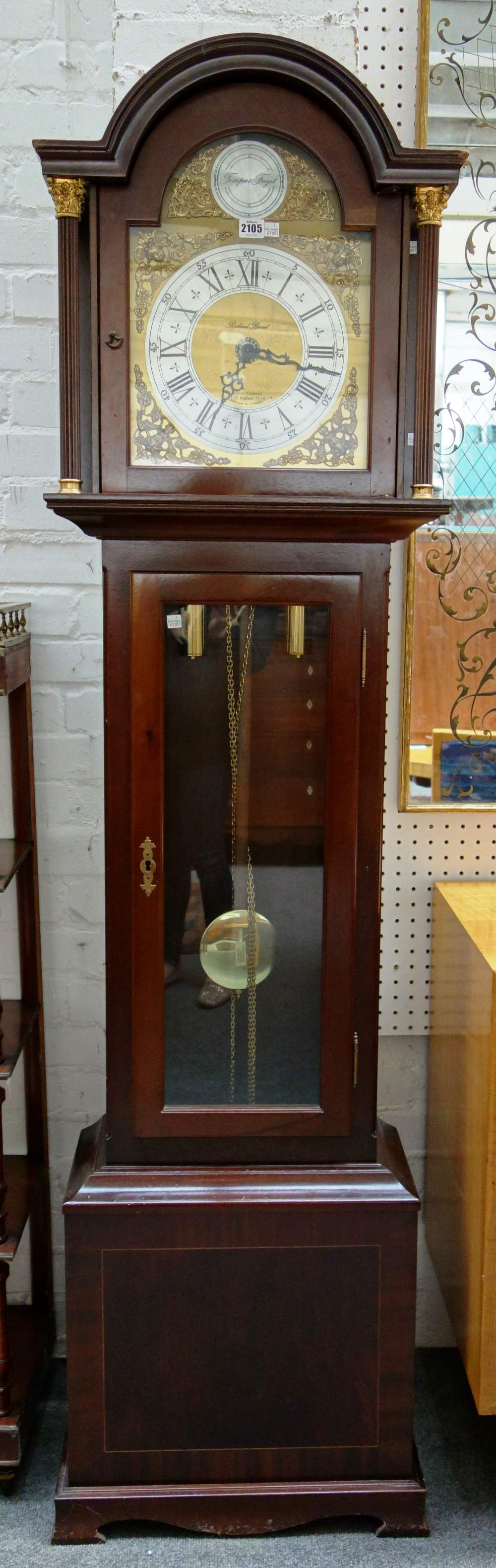 A 20th century mahogany longcase Westminster chime clock,