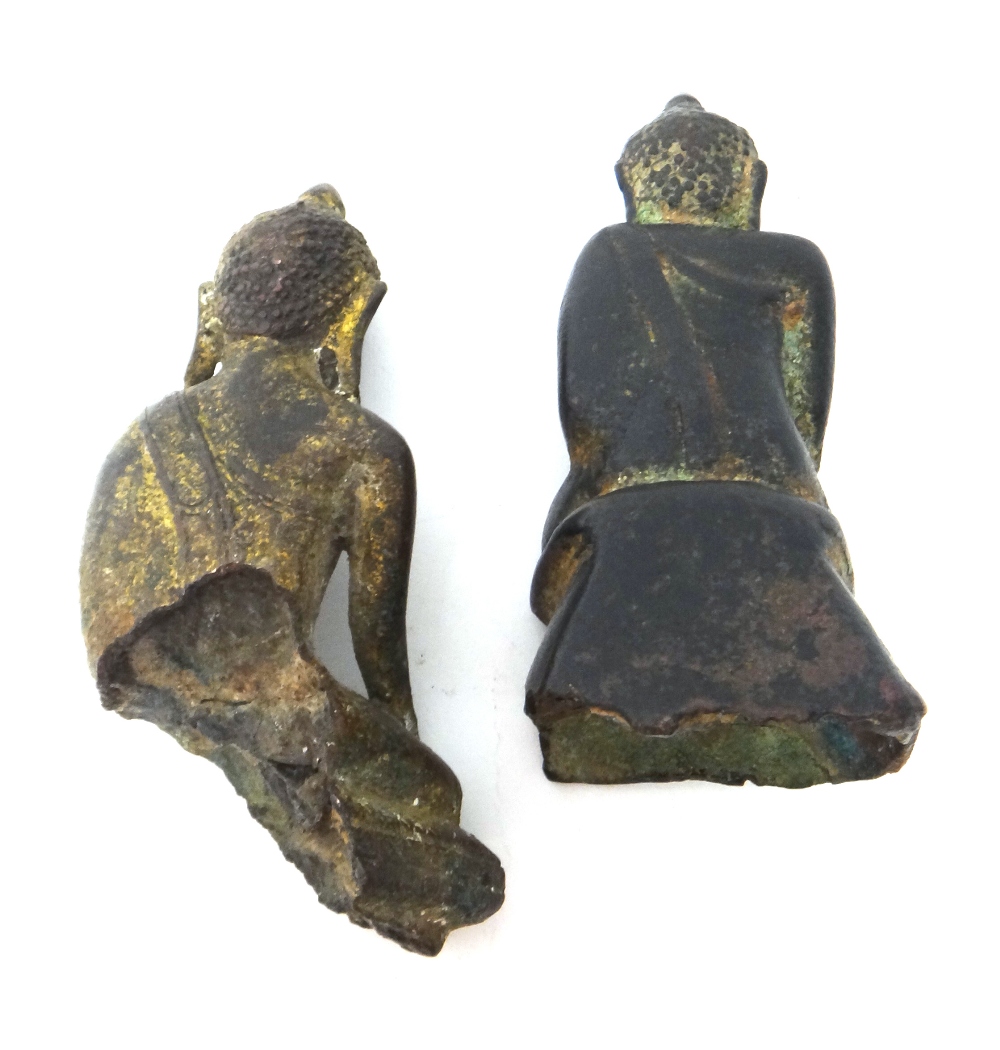 A group of three small Thai bronze buddha heads, probably circa 14th century, tallest 11cm. - Image 7 of 10