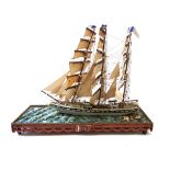 A French carved wooden model ship, circa.
