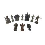 A group of ten small Indian bronze figures, various dates,