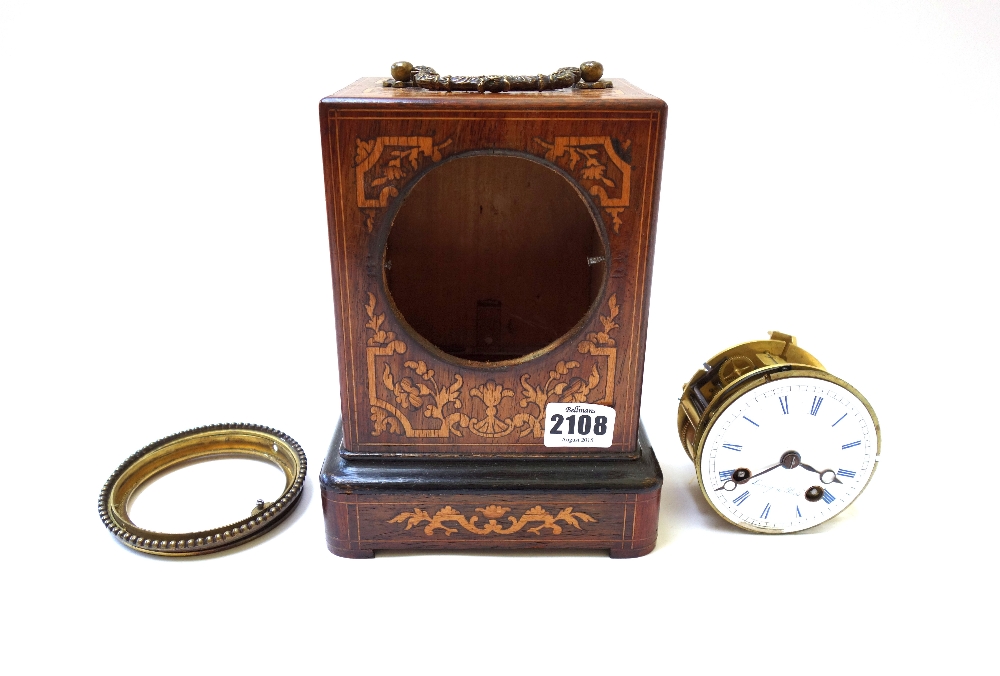 A French rosewood mantel clock, 19th century,