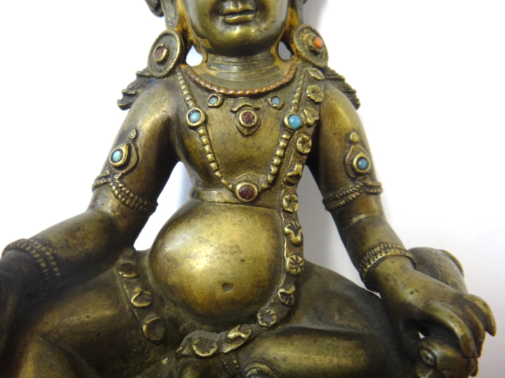 A good Tibetan cast brass figure of Kubera, circa 15th century, - Image 4 of 15