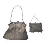 A Sterling mounted lady's chain mesh evening bag,