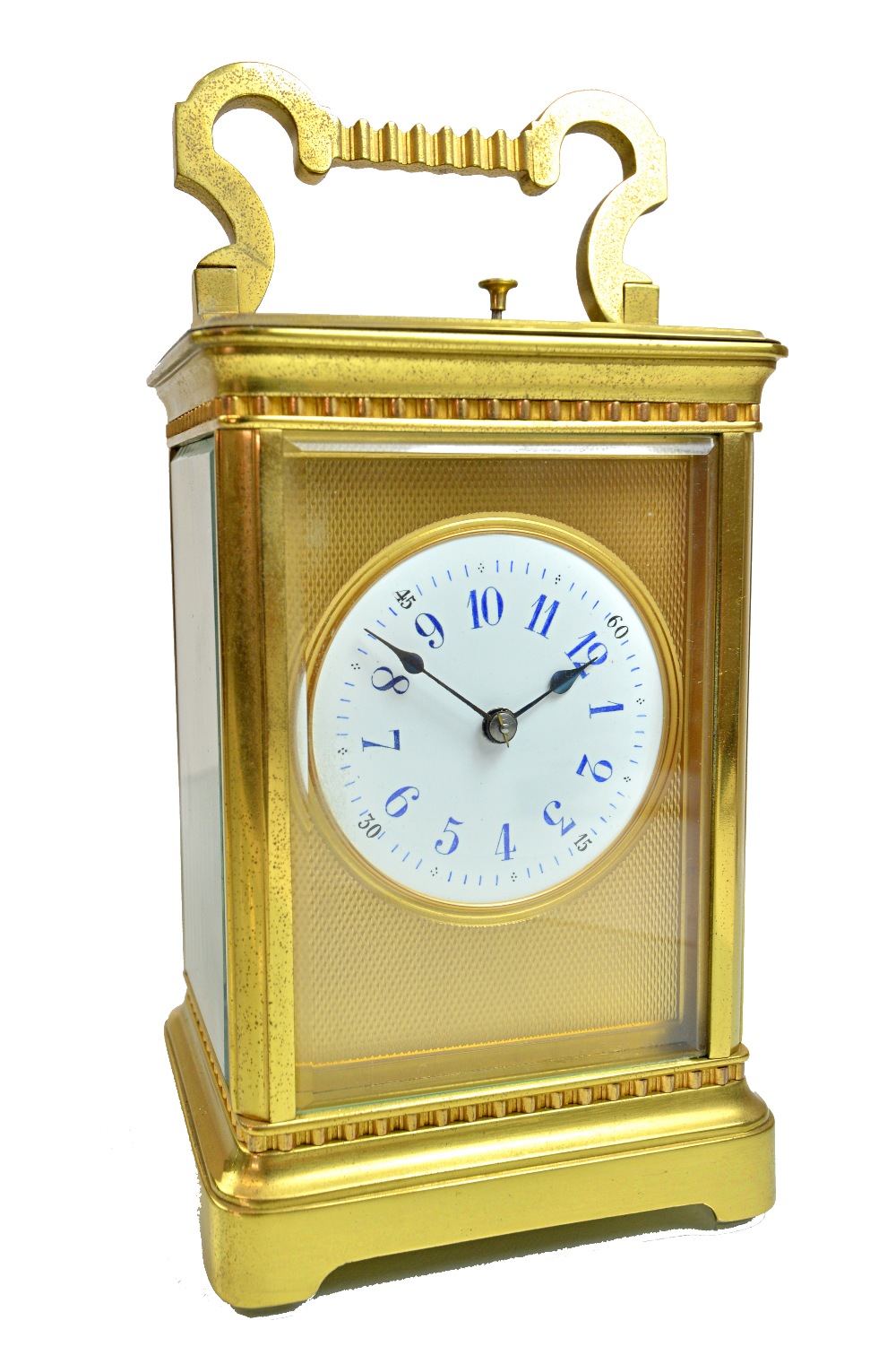 An Edwardian gilt brass cased carriage clock,