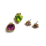 A gold and pink tourmaline set single stone pendant, an 18ct gold,