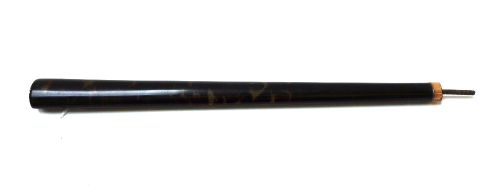 A Victorian tortoiseshell parasol handle of oval tapering form, with gilt metal ferule, 35cm.