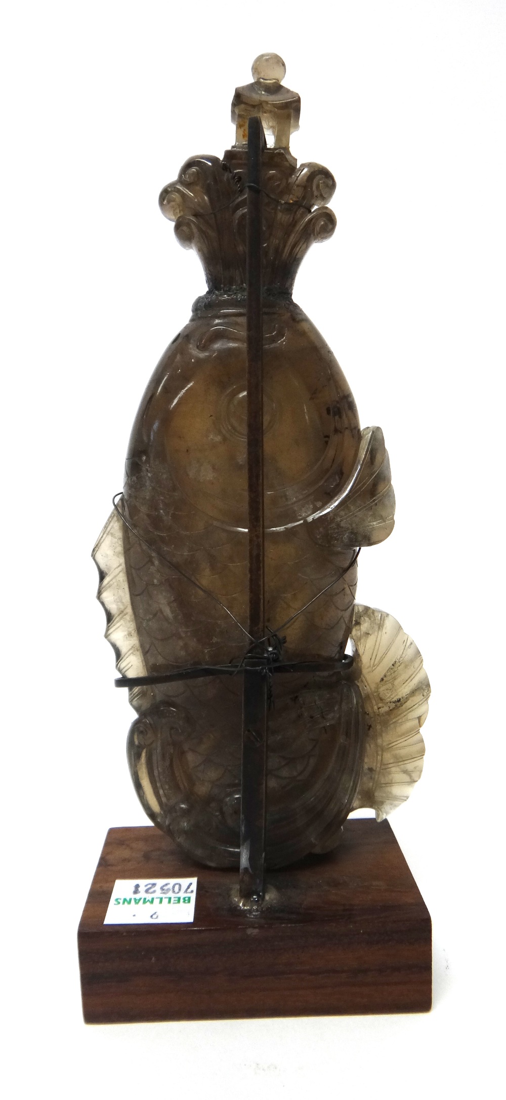 A Chinese smokey brown quartz bottle and stopper, probably 19th century, - Image 4 of 9