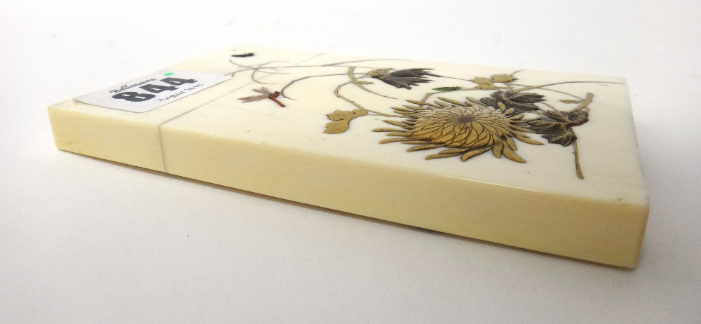 A Japanese ivory and shibayama card case, Meiji period, - Image 5 of 7