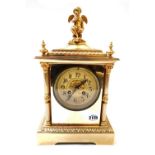 A French gilt brass cased mantel clock, late 19th century,