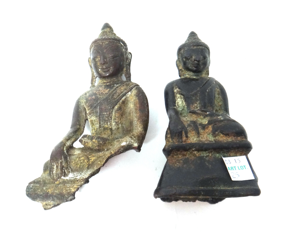 A group of three small Thai bronze buddha heads, probably circa 14th century, tallest 11cm. - Image 6 of 10
