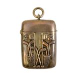 A late Victorian rectangular silver vesta case, embossed with golfing motifs, including; clubs,