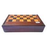 A Victorian mahogany and boxwood inlaid folding chess/backgammon board, 51cm wide,