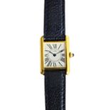 A lady's rectangular silver gilt Must de Cartier Tank Quartz wristwatch,