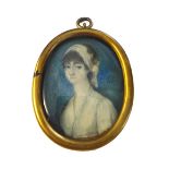 Late 18th century, English School, portrait miniature on ivory of Letitia Leslie (d 1812),