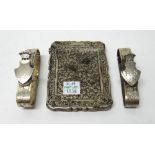 A Victorian silver shaped rectangular visiting card case, with foliate engraved decoration,