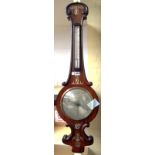 A Victorian rosewood and mother of pearl inlaid wheel barometer,