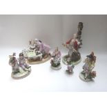 A Dresden porcelain figural table lamp, 21cm high,