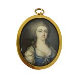 Late 18th century, French School, portrait miniature on ivory of Mrs Lemon,