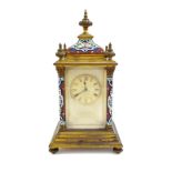 A French brass champlevé cased mantel clock, circa 1900,