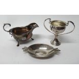 Silver, comprising; an oval twin handled dish, the handles formed as crowns by R.E.