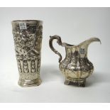 Silver, comprising; a Victorian milk jug, of panelled baluster form,