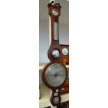 A 19th century mahogany and box strung five dial wheel barometer by Benzoni Brighton, 98.5cm high.