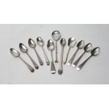 A set of six George III silver teaspoons, with bright cut engraved decoration,