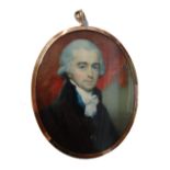 George Place (1755-1809), Irish portrait miniature on ivory of Thomas Lemon, wearing a dark coat,