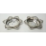 A late Victorian pair of silver shaped hexagonal bonbon dishes,