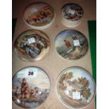 Six Prattware pot lids, including; Transplanting Rice, Uncle Toby,