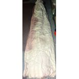 Four cream lined and interlined curtains, each 150cm wide x 240cm long.