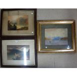 A group of three watercolours depicting landscapes.