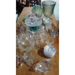 A quantity of mainly 20th century glass, including vases, drinking glasses, plates and sundry.