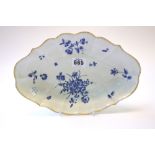 A Worcester lozenge shaped fluted dish, circa 1770,