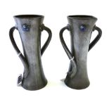 A pair of Tudric pewter Art Nouveau vases,