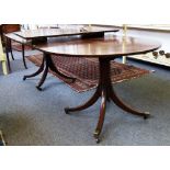 A 19th century and later mahogany twin pedestal 'D' end extending dining table,