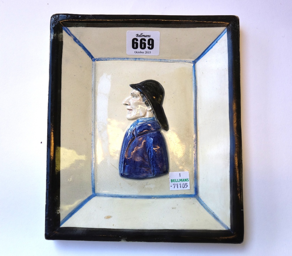 A rectangular pottery plaque, possibly Portobello, early 19th century,