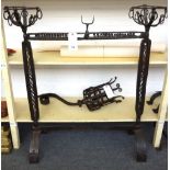 A Continental wrought iron hearth stand of 16th century style, probably 19th century,
