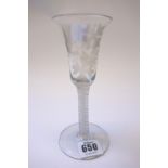 A Dutch opaque twist wine glass, late 18th/19th century,