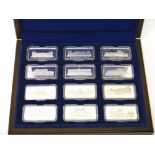 A set of twelve silver rectangular ingots, commemorating royal palaces and castles,
