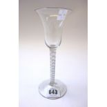 An opaque twist wine glass, circa 1760,