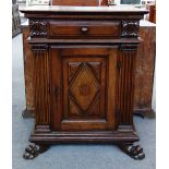 A 18th century and later Italian walnut side cabinet, with single drawer over cupboard,