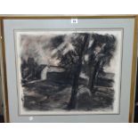 Albert Houthuesen (1903-1979), Landscapes, a group of three, charcoal and colour chalk, two signed,