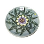 A Moorcroft 'Passion Flower' plate, circa 1992, limited edition 304/500, boxed.