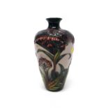A small Moorcroft 'Mallow' tapering vase, circa 1995, 16cm high, boxed.