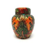 A Moorcroft 'Flames of the Forest' ginger jar and cover by Philip Gibson, circa 1997, 16cm high,