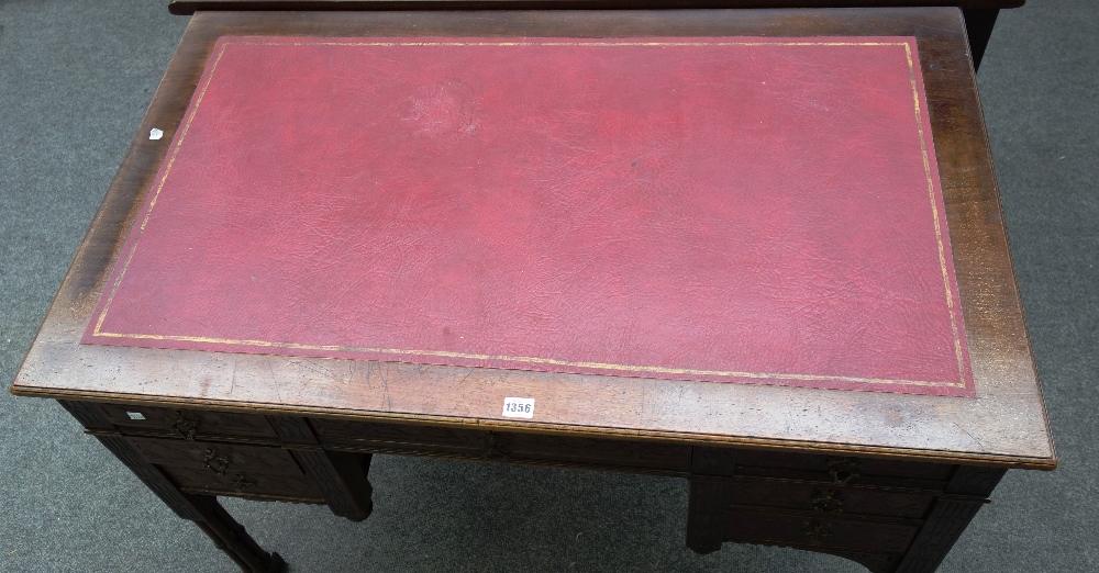 A late 19th century mahogany writing desk with seven drawers about the knee, - Image 2 of 2