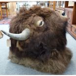 Taxidermy; a head of a bison. 70cm protrusion.
