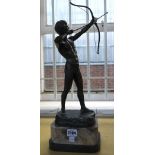 A German bronze figure of an archer, circa 1920, after Schmotz, standing,